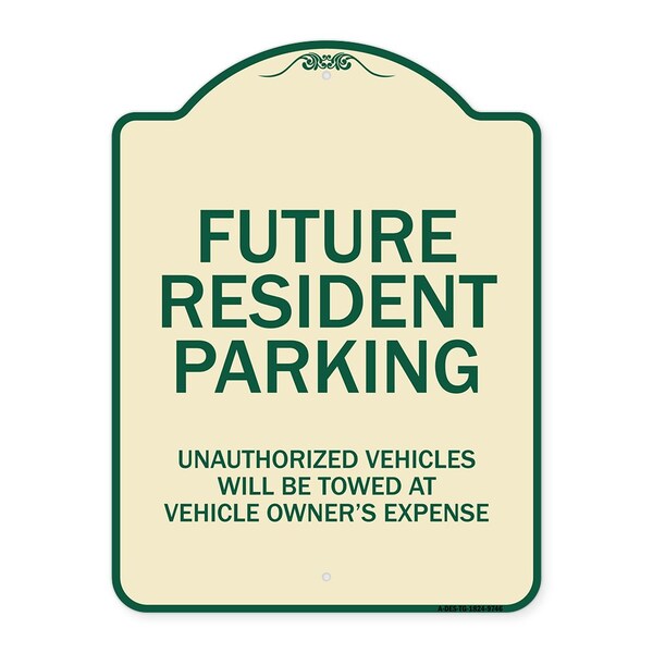 Signmission Designer Series-Unauthorized Vehicles Will Be Towed Tan & Green, 24" x 18", TG-1824-9746 A-DES-TG-1824-9746 - main